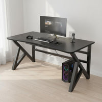 Gaming Desk Built-in Cable Management Carbon Fiber Desk Surface Headphone Hook K-Leg Computer Table for Esports Athletes, Students, Bedroom