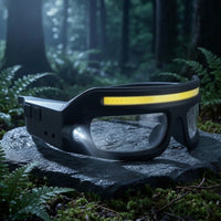 Rechargeable Glasses Style Headlamp Lightweight Headlamp with COB Light Bar Compact Wearable Glasses Light Portable for Mechanics, Runners, Repair Work