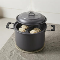 double Compartment Steaming Pot Foldable Handles Outdoor Steamer Set Mesh Storage Bag Steam Cooker