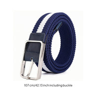 Woven Belt with Metal Buckle Braided Stretch Belt with Pin Buckle Waistband Elastic Casual for Men, Daily Wear, Travel