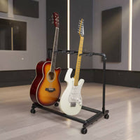 On Wheels Rolling Guitar Rack Locking Casters Multiple Guitar Stand Space Saving Musical Instrument Accessory Foldable for Musicians