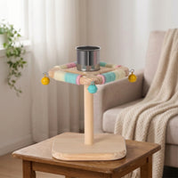 Desktop Bird Stand Wooden Bird Stand with Drink Holder Stainless Steel Playground for Small Birds, Parrots, Desk, Table