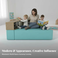 Creative Shape Modular Reading Nook Integrated Storage Sofa with Backrest Bookshelf Flexible Seating children's Furniture Sturdy Construction for Preschoolers, Educators, Library, Kindergarten, Training Center, Classroom