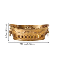 Brass Tray with Hanging Rings Gold Presentation Plate Carved for Entryway