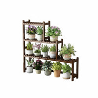 Multi-Layer Design Tiered Plant Stand Stable Structure Wooden Flower Shelf Polished Rounded Corners Stepped Plant Rack Sturdy Construction for Gardeners, Homeowners, Balcony, Indoor, Living Room, Outdoor