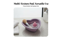 Foldable Design Silicone Makeup Brush Cleaner Portable Heart Shaped Brush Cleaning Bowl Easy to Keep for Women, Travel, Vanity, Bathroom
