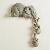 Resin Elephant Family Sculpture Symbolizes Maternal Love for Office Desk, Moms
