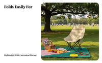 Heavy Duty Adjustable High-Back Moon Chair Breathable Textile Adjustable High-Back Camp Chair Sling-styleLike Comfort Folding Seat Side Storage Pocket for Campers, Picnickers, Camping, Fishing, Picnic, Picnics