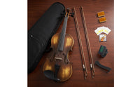 Beginner Acoustic Violin Solid Wood Violin Starter Kit Glossy Fiddle All in One for Adults, Music Lessons, Performances