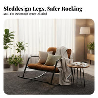 High rearrest Upholstered Rocking Chair Padded Seat Household Furniture Sturdy Frame Indoor Seating Ergonomic Design for New Parents, Book Lovers, Living Room, Balcony, Bedroom, perusing corner