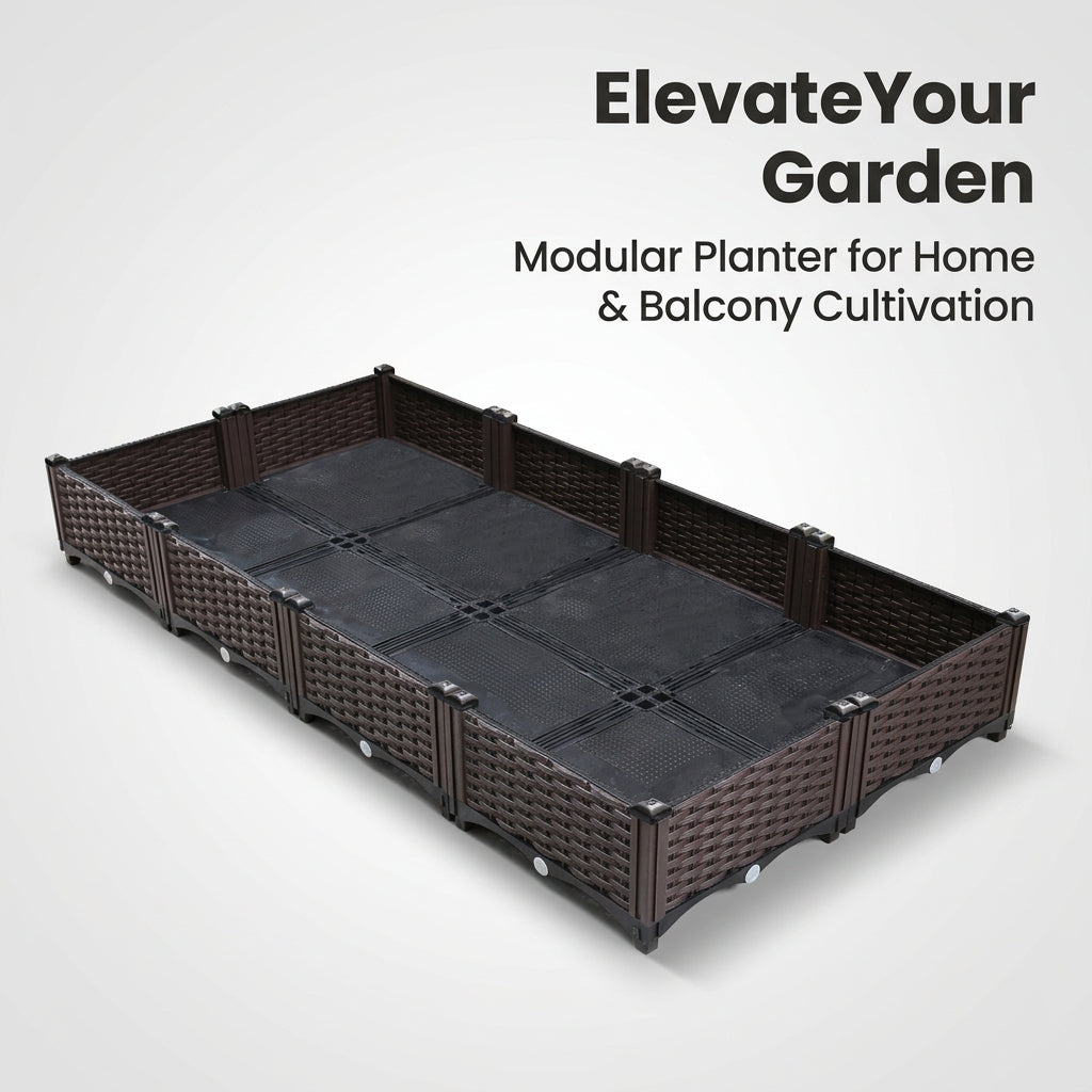 6-Pack Planter Box Set 40cm Rattan Outdoor Planters for Balcony, Large Planters for Outdoor Plants Indoor , Deck Flower Boxes for Vegetables Herbs