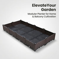 6-Pack Planter Box Set 40cm Rattan Outdoor Planters for Balcony, Large Planters for Outdoor Plants Indoor , Deck Flower Boxes for Vegetables Herbs