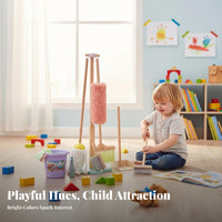 Kids Cleaning Set Role-Playing Fun Kids Broom and Mop Set Realistic Design Toy Cleaning Tools with Stand Storage
