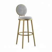 Nordic Design Upholstered Bar Stool with Round Back Modern Minimalist Design High Chair Padded Cushion Seating Furniture Stable Base for Homeowners, Business Owners, Interior Designers, Counter, Restaurant, Front Desk, Kitchen Island