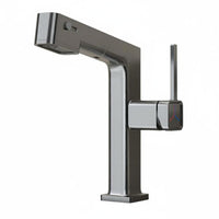 Pull-out Lavatory Faucet Easy Installation Pull out Lavatory Faucet Gunmetal Grey Finish Retractable Basin Mixer
