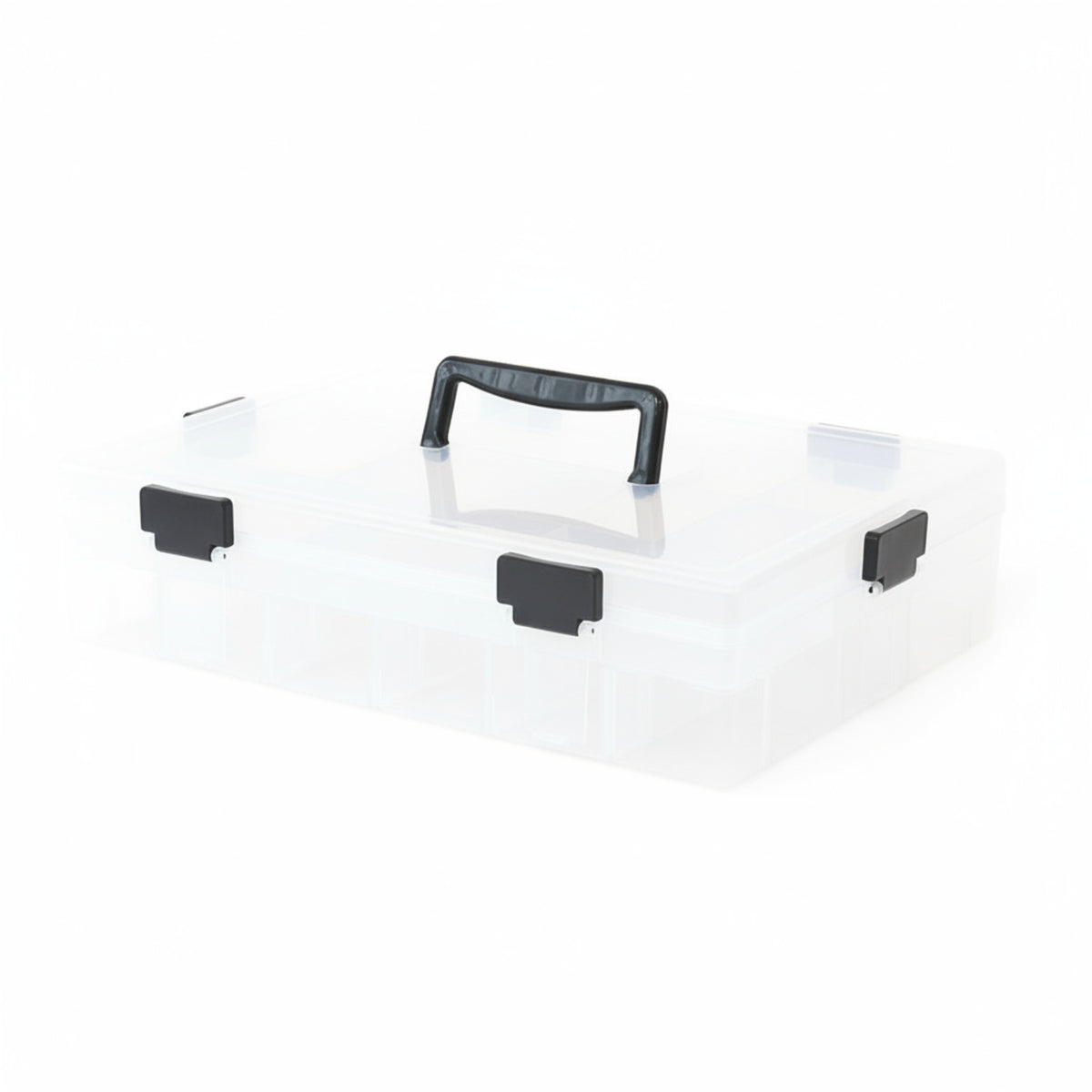 Clear Compartment Box Hinged Lid Organizer Compartmented
