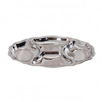 Divided Serving Plate Contoured Stainless Steel Serving Tray Rust Resistant Platter Dishware