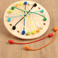 Rope Untangling Puzzle Brain-Teasing Rope Puzzle with Cords Untangling Game Colorful Toy Natural Wood for Children, Playroom