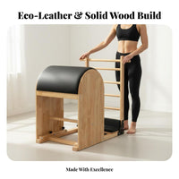 Core Strengthening Pilates Ladder Barrel High-Density Foam Padding Pilates Arc Barrel Adjustable Wood Exercise Ladder Ergonomic Design for Stretching Lovers, Postpartum Women, Office Workers, Gym, Rehabilitation Center, Living Room