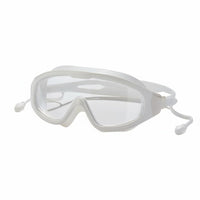 Crystal Clear Lens Swimming Goggles with Earplugs HD Vision Large Frame Swim Goggles Wide Angle View Adult Swim Mask Anti-Fog for Adults