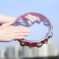 8 Inch Tambourine Easy to Play Tunable Tambourine Bright Audio Percussion Instrument for Music Classroom