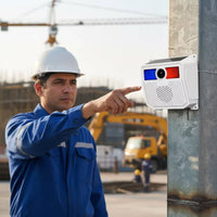 Solar Voice Alarm Outdoor Motion Alarm with Solar Charging Loud Noise Maker for Construction Workers, Perimeter Security