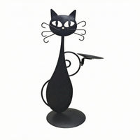 Feline Candlestick Minimalist Design Feline-Shaped Candle Holder Taper Candle Holder Sculptural Metal Craft Cutout Face