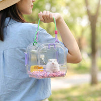 Transparent Pet Carrier, Hamster Travel Cage with Front Door, Rodent Travel Cage and Sugar Glider Carrier for Outdoor Adventure Pet Use