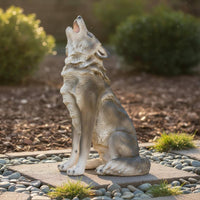 Weather Resistant Realistic Wolf Statue Lifelike Texture Howling Wolf Ornament Artisanal Look Large Dog Sculpture for Garden, Yard, Lawn, Patio