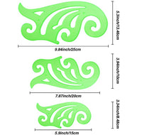 Green Plastic Geometric Drawing Template Ruler Set (9-Piece, Style 3) for Drafting and Measurement