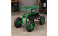 Seated Harvesting Cart Tool Tray Garden Work Sit on Wheels for Gardeners