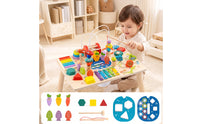 Fine Motor Skills Activity Table with Bead Maze Educational Wooden Activity Table Interactive Child-Centered Toy Multi-Sensory for Toddlers, Kids, Babies, Playroom, Nursery, Daycare