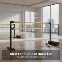 Freestanding Double Barre Stable Double Ballet Bar Anti-Slip Base Freestanding Dance Barre for Dancers, Ballerinas, Gym