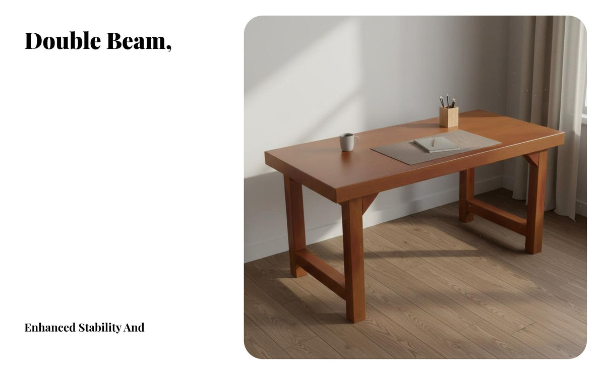Solid Wood Desk Spacious Workspace Solid Wood Computer Table Sturdy and Wooden Computer Table for Remote Workers, Professionals, Bedroom