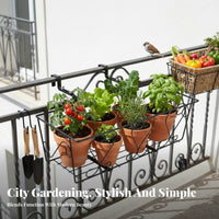Easy to Install Balcony Railing Planter Heavy Duty Hanging Railing Planter Drill-Effortless Hanging Flower Rack Decorative Design for Apartment Dwellers, Fence, Patio