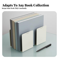 2 Pieces Minimalist Design L-Shaped Bookend Space Saving Book Stand Sturdy Construction Desktop Organizer sturdyDuty for Students, Office Workers, Librarians, Classroom, Study Room, shelf unit, Library