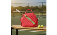 Quilted Tennis Tote Detachable Racket Bag with Shoulder Strap Structured Tennis Racket Bag Padded for Practice, Commuting