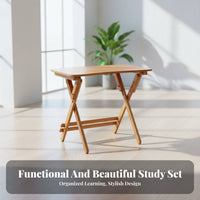 Foldable Design Adjustable Desk and Chair Set Ergonomic Adjustable child's Study Set Child-Safe Rounded Corners Activity Table Built-in Storage Drawer for Children, Students, Parents, academic assignments, Homeschooling, Bedroom, Playroom