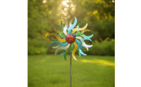 Floral Wind Rotator Rotating Wind Rotator with Ladybug Moving Yard Art for Flower Bed