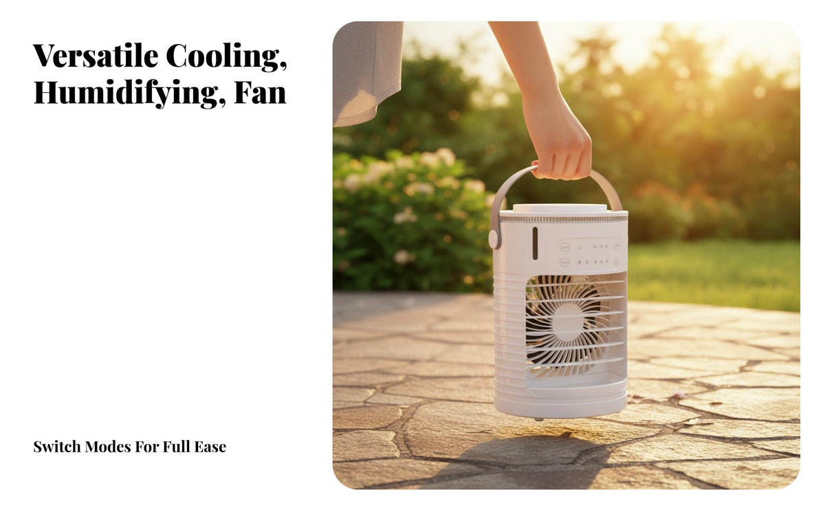 Desktop Air Chiller 7-Color Portable Water-Cooled Chiller Triple Fan Settings Speeds Desktop Misting Fan for Bedroom, Dorm Room, Camping