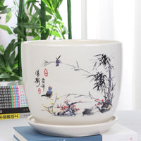 Ceramic Planter Pot with Saucer for Succulents and Indoor Plants