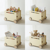 Toy Box with Wheels Compact Storage Box with Wheels Low-Profile Rolling Toy Chest for Playroom