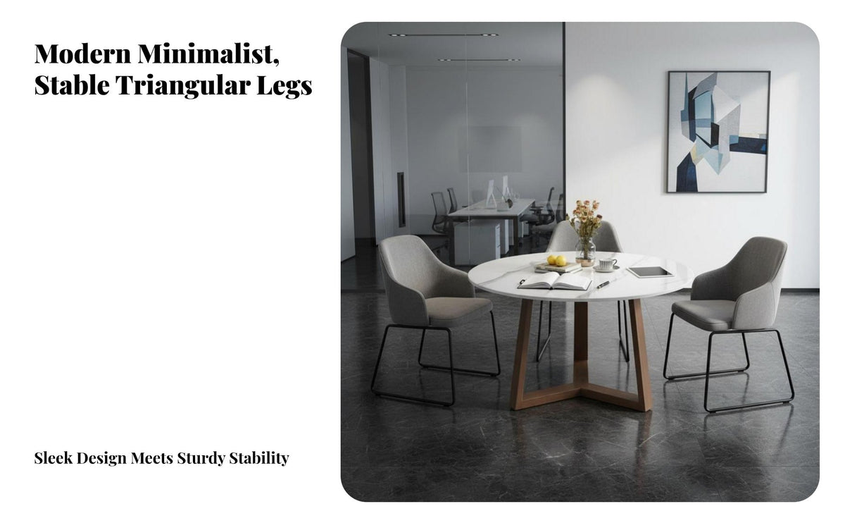 5 Pieces Rock Slab Tabletop Round Pedestal Dining Set Solid Wood Frame Household Furniture Light Luxury Aesthetic Kitchen Table Long-Lasting Construction for Business Owners, Homeowners, Apartment Dwellers, Coffee Shop, Office Reception, Home