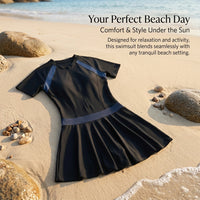 Swim Dress One-Piece Swimsuit for Plus Size Women, Modest Padded Design for Water Sports and Athletic Activities, Quick Dry Sporty Polyester Textile