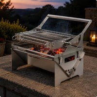 Foldable Barbecue Grill Flip-up Stainless Steel Grill Heat Resistant Outdoor Cooking Gear