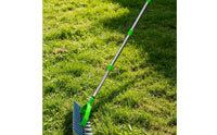 Stainless Steel Garden Unwanted Growth Rake Curved Frame Lawn Dethatcher Closely Spaced Tines Soil Loosening Rake Long Handle
