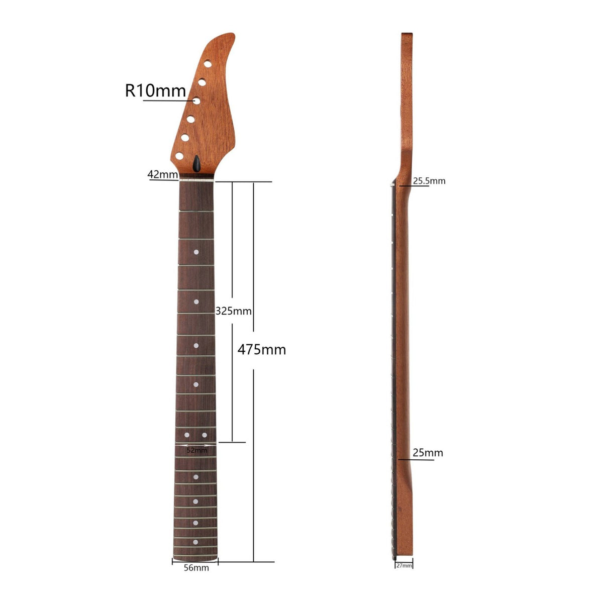 Side Dot Inlays Electric Guitar Neck Completed Headstock Rosewood Fretboard Neck Warm Tone Luthier Supply Rich Sustain for DIY Enthusiasts