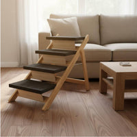 Foldable Dog Stairs Space-Saving Convertible Dog Ramp No Assembly Required