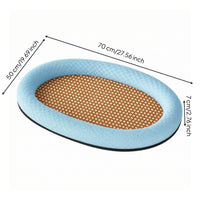 Breathable Cooling Mat with Cushioned Rim Comfortable Bamboo Pet Bed Soft Cooling Pad Long-Lasting for Cats, Summer