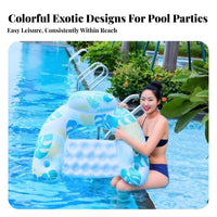 Leaf Print Inflatable Recliner Cooling Mesh Seat Water Lounger with Backrest Fast Inflation Inflatable Pool Chair for Adults, Men, Beach, Vacation